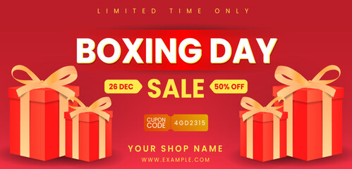 Boxing day sale advertising banner template, Christmas seasonal special sale banner design