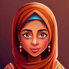 Traditional Omani Girl Arab Girl Girl character 2d illustrated