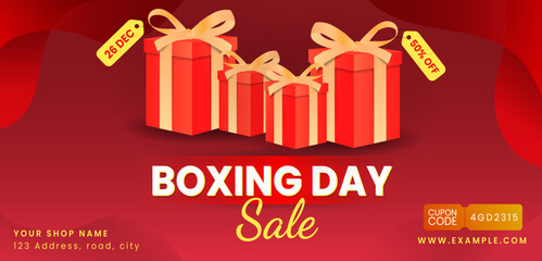 Boxing day sale advertising banner template, Christmas seasonal special sale banner design