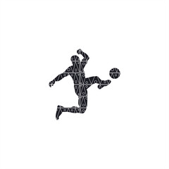 Fototapeta na wymiar Silhouette of soccer player action with added patterns