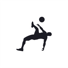 Silhouettes of the action of soccer players receiving a ball that falls from above