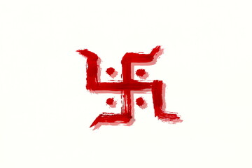 indian hindu religious spiritual symbol swastik or swastica use for blessing,luck,god worship,marriage,ganesh puja and other religion work,white background - obrazy, fototapety, plakaty