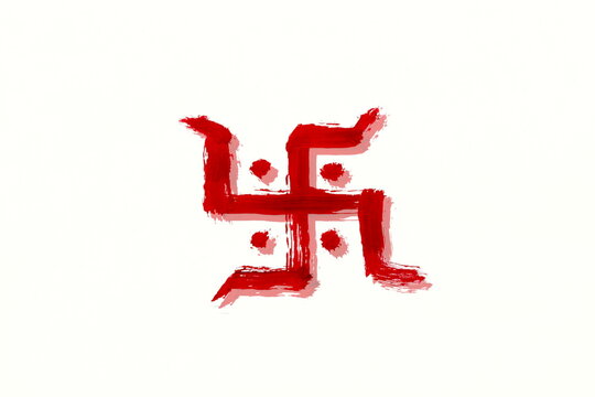 indian hindu religious spiritual symbol swastik or swastica use for blessing,luck,god worship,marriage,ganesh puja and other religion work,white background