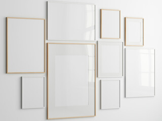 Gallery wall mockup, frames on the wall, minimalist frame mockup, Poster Mockup, Photo frame mockup, 3d render