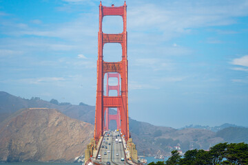 Landscape image of the Golden Gate Bridge in San Francisco California
