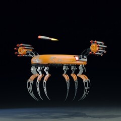 Drone carrying missile.3D artwork.3D rendering.3D illustration