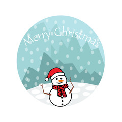 Merry Christmas background with snowman art illustration 