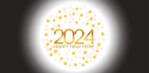 Happy New Year 2024 - black white and gold