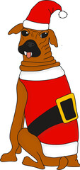 Boxer Dog in Santa Costume
