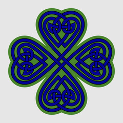 Four Leaf Clover, St. Patrick's Day. Vector illustration isolated on white background.