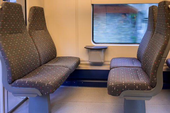 Emtpy interior of a train in Belgium