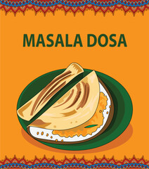 Masala dosa Pakistani food vector illustration