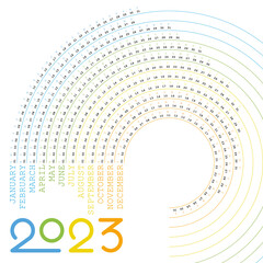 2023 happy new year colorful card creative calendar swirl design