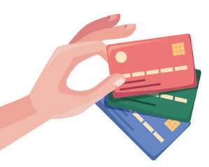 Hand holding credit card business design element concept illustration