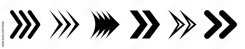Poster arrow icon set, black vector arrows icons, collection different arrows sign, shape, play, pause, nex