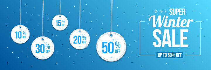 Fototapeta premium Super Winter Sale Shopping Promotion Banner