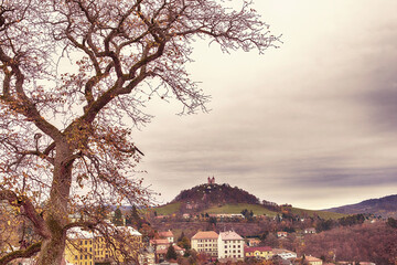 View of calvary in the historic city Banska Stiavnica.Autumn season.