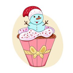 New Year and Christmas sweet dessert. Festive food. Vector illustration for menu decor, poster, post, banner, postcard. Isolated object for design.