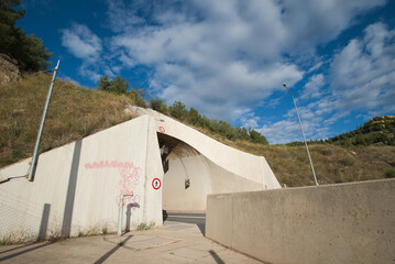 Tunnel on a road along the city of Volos, Greece