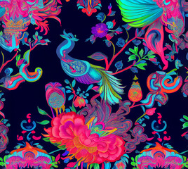 Neon chinoiserie pattern for arts and crafts