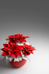 Red poinsettia christmas plant 3d render