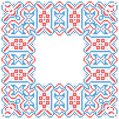 Square frame in folk style cross stitch