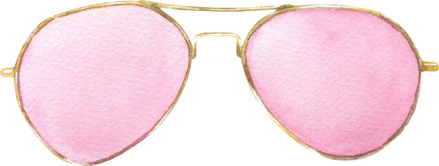Watercolor TRANSPARENT sunglasses illustration, pink aviator cool glasses. Hipster funny clothes accessories, character creator decor fashion element .Cute drawing clipart element cutout,costume 
