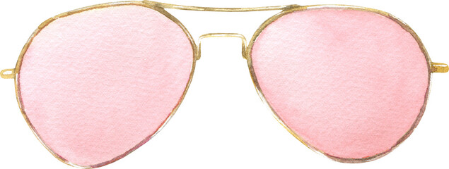 Watercolor TRANSPARENT sunglasses illustration, red aviator cool glasses. Hipster funny clothes accessories, character creator decor fashion element .Cute drawing clipart element cutout,costume 