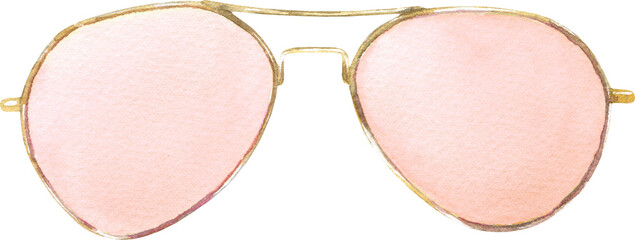 Watercolor TRANSPARENT sunglasses illustration, orange aviator cool glasses. Hipster funny clothes accessories, character creator decor fashion element .Cute drawing clipart element cutout,costume 