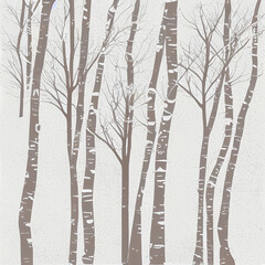 pattern with trees, birch-like trunks, beige mauve taupe grey colors, background, backdrop, invitation, illustration, generative ai