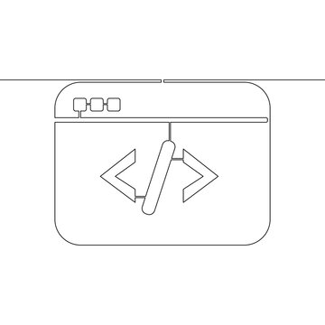 Continuous line drawing Web Development coding Web page icon vector illustration concept
