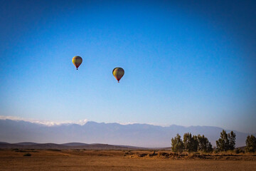 hot air balloon over Marrakech, morocco, north africa, sunrise, adventure