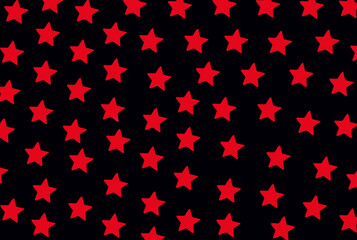 Fototapeta na wymiar Repeating red stars isolated on black surface