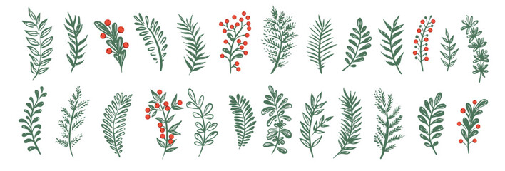Branches collection hand drawn, vector.	
 - obrazy, fototapety, plakaty