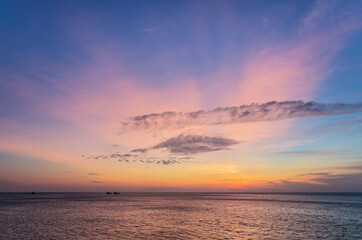 Tropical sea at sunset.