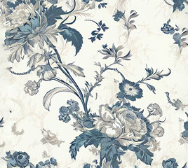 Toile pattern blue and white