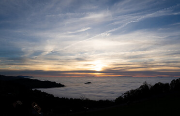 sunset over the lake