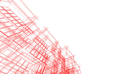 Modern architecture design 3d illustration 