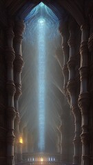 Fantasy architecture ancient castle. Majestic castle, middle ages. Dragon Age and Magic.