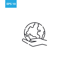 Earth in hand outline icon Vector illustration