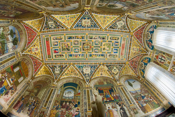 Interior details of the cathedral in Siena, Italy.