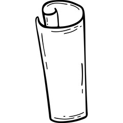 Rolled sheet of paper. Hand drawn doodle
