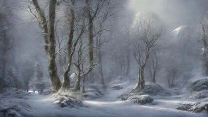 Obraz na płótnie Canvas A fairy-tale winter forest
