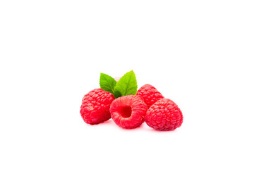 Ripe raspberry on the white background