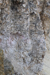 pink ore in the wall on canyon
