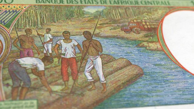 Central African Republic Central African CFA Franc 1000 Banknotes, ThousandCentral African CFA Franc, Close-up and macro view of the Central African CFA Franc, Tracking and Dolly Shots 1000 Central