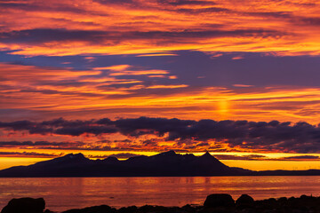 Sunset over Vannøya, in Troms county, northern Norway
