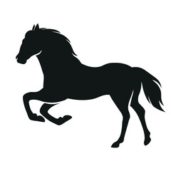  Isolated black silhouette of a horse. Vector illustration.