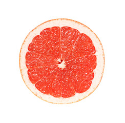 Circle of fresh grapefruit isolated on white background