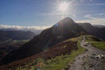 Catbells, Lake District - mountain landscape with sky